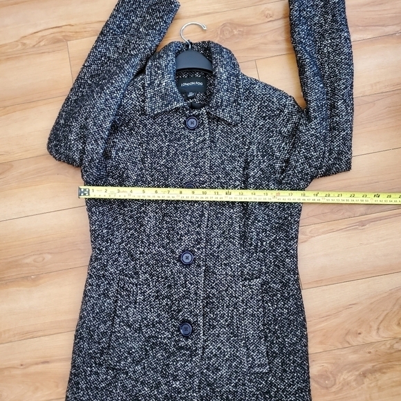 London Fog Women's Black and White Pea Coat S/M Wool Jacket - Picture 14 of 17